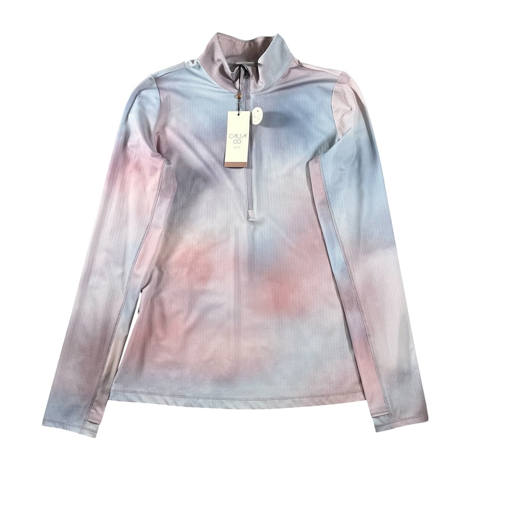 Calia Golf Womens UV Long Sleeve Half Zip Prints Lake Reflection‎ Cool Sz Medium